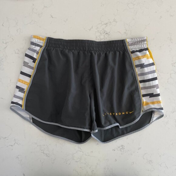 Nike Livestrong Dri-Fit Athletic Running Shorts Grey Yellow Black White Sz M - Picture 10 of 11